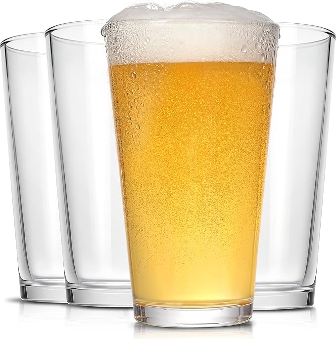 CUCUMI 16 Oz Beer Pint Glasses Set of 4 | Drinking Glasses, Cocktail Glasses by CUCUMI