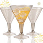 Liacere 24 Pack Gray Gold Glitter Plastic Martini Glasses by Liacere