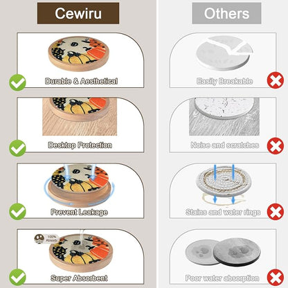 Fall Coaster Set of 6 Cewiru Halloween Coasters - Image 3