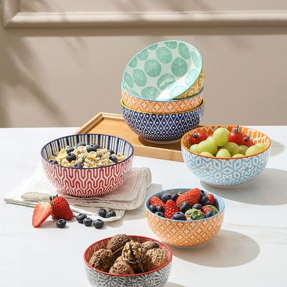Selamica Ceramic Cereal Bowls Set of 6, 24 Oz Deep Soup Bowls - Image 6
