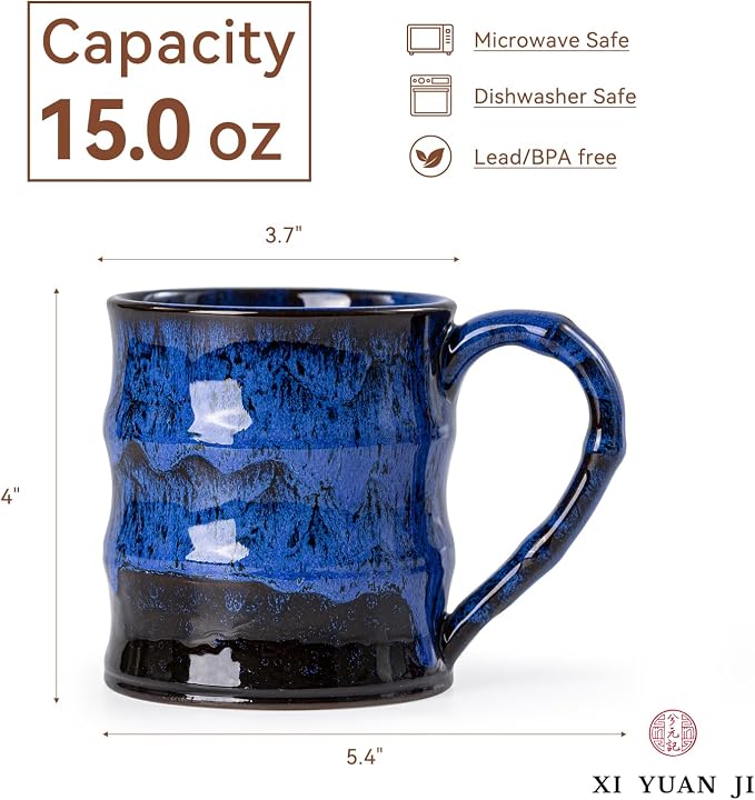 Midnight Blue Ceramic Coffee Mug 15oz - Image 6