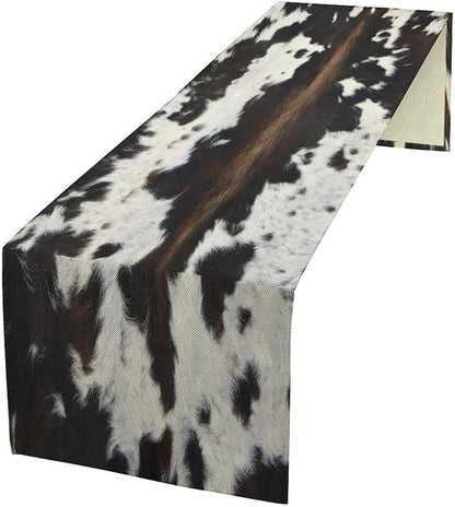 Cow Skin Print Table Runner, Rustic Cottage Country Farmhouse Animal Fur Skin by SHElifestyle