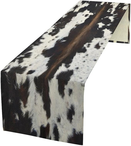 Cow Skin Print Table Runner, Rustic Cottage Country Farmhouse Animal Fur Skin by SHElifestyle