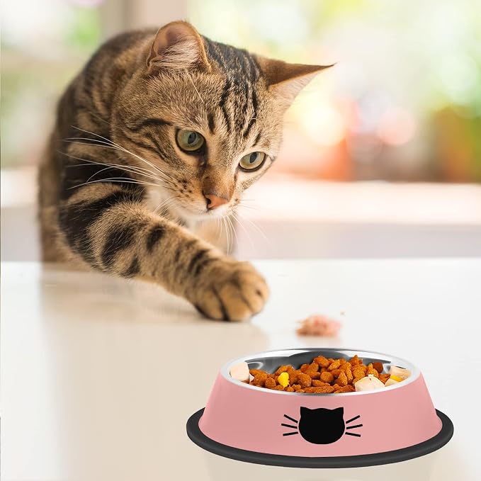 Serentive 2 Pcs Non-Slip Stainless Steel Small Cat Food Bowls - Image 6