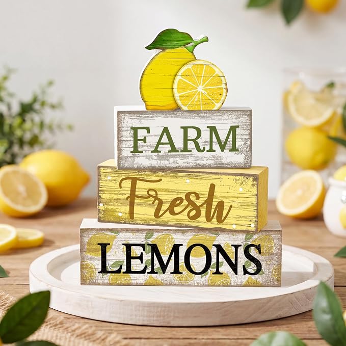 Moucuny 4 Pcs Summer Lemon Decor Summer Table Decorations Farm Fresh Lemons - Image 7