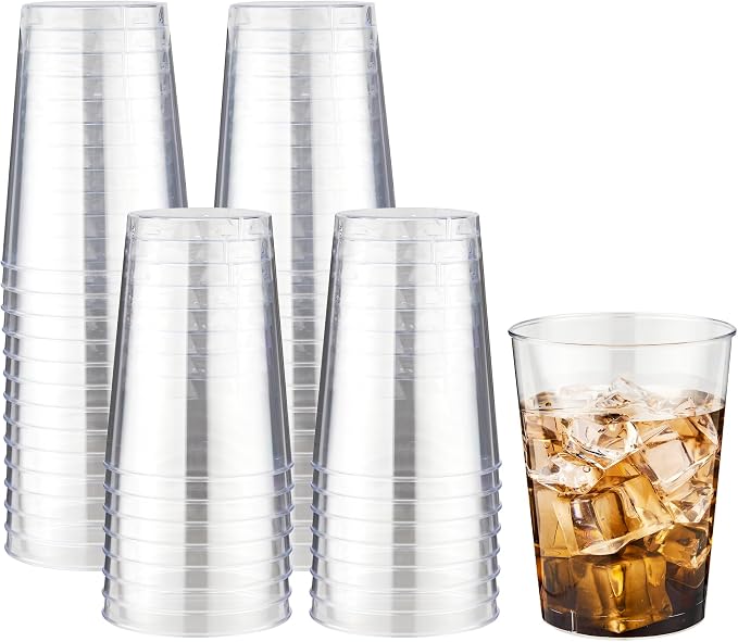 RACETOP 10 oz 100 Pack Disposable Plastic Cups, Disposable Clear Plastic Cups by RACETOP