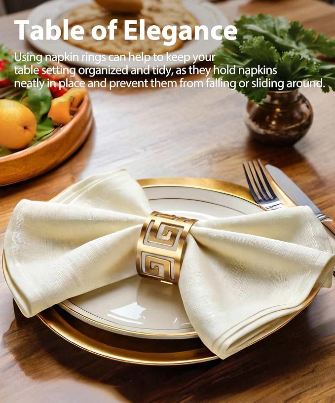 Luxurious Hollow Out Design Napkin Rings Holder, - Image 2