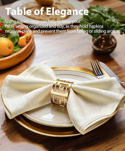 Luxurious Hollow Out Design Napkin Rings Holder, - Image 2