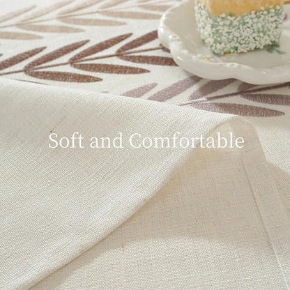 Zobesta Linen Table Cloth Rectangle Table 120 x 53 Inch, White Table Cover Heavy Weight Washable Farmhouse Soft Boho Tablecloth Rectangular for Outdoor, Kitchen