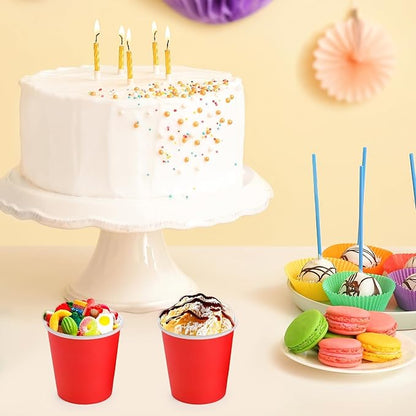Wuadua 100 Pack 3 oz Red Disposable Paper Cups - Sturdy and Leak-Proof for Parties, Events, Office, Home Use Disposable Mouthwash Cups - Ideal for Hot/Cold Drinks, Smooth Rim Design, Eco-Friendly