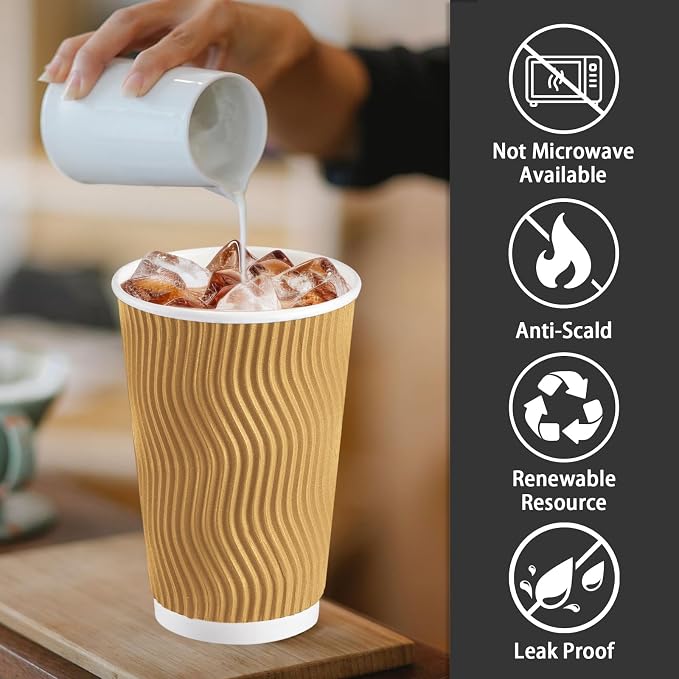 Lamosi 500 Pack Coffee Cups 16 oz, Disposable Paper Coffee Cups No Lids | - Image 3