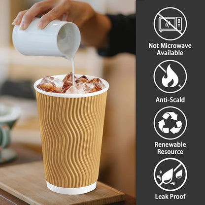 Lamosi 500 Pack Coffee Cups 16 oz, Disposable Paper Coffee Cups No Lids | - Image 3