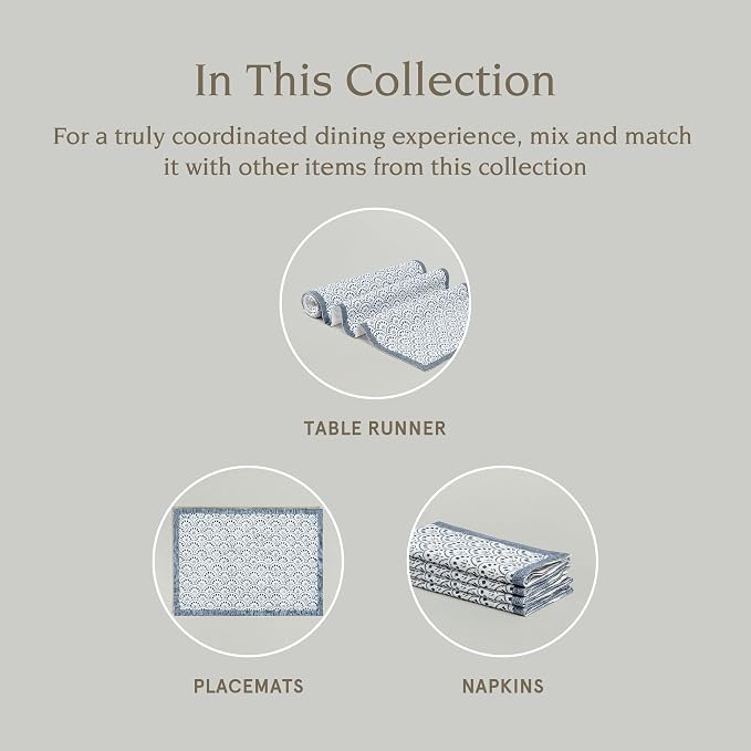 Over&Back 18x90 Hand-Blocked Printed Cotton Table Runner - Image 4