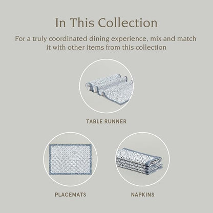 Over&Back 18x90 Hand-Blocked Printed Cotton Table Runner - Image 4