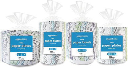 Amazon Basics Ultra Paper Plates, 10 Inch, Disposable, 100 Count