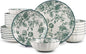 24-Piece Dinnerware Set Service 8, Porcelain Plates and Bowls Set, Vintage by FANGJING