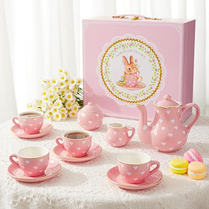 TUZT Tea Party Set for Little Girls Ages 3-8, Princess Tea Time Toy Includes - Image 7