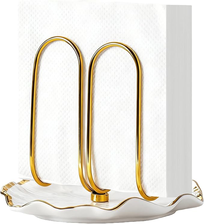 Modern Standing Napkin Holder for Table， Ceramic Gold Napkin Holders for by Unknown