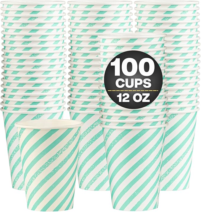 Disposable Coffee Cups, To Go Paper Hot Cups, Water Blue by SMYGOODS
