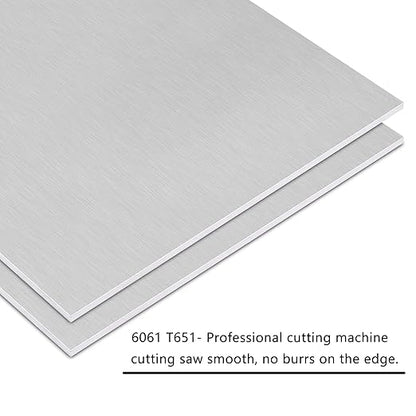 2Pack 6061 T651 Aluminum Sheet Metal 6 x 16 x 1/8 (0.125”) Inch Flat Plain Aluminum Plate Covered with Protective Film, Heat Treatable Rectangle 3MM Aluminum Metal Plate for Industrial, Crafting