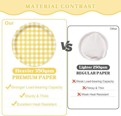 Vyntra Checkered Gingham Paper Plates and Napkins Set - Image 2