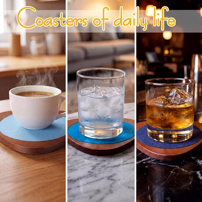 6 Pcs Mid Century Modern Coasters Wood Absorbent Coaster - Image 6