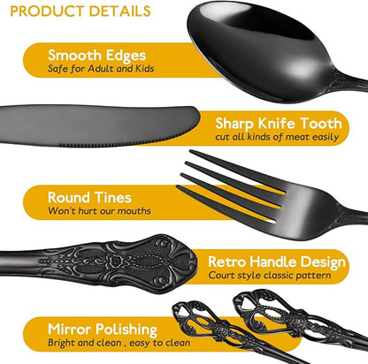 Gorgeous Retro Royal Black Silverware Set - Image 3