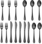 LIANYU 15-Piece Black Kids Silverware Set, Stainless Steel Toddler Utensils by LIANYU
