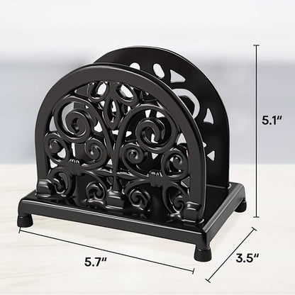 JOGREFUL Cast Iron Napkin Holder, Kitchen Organizer Scrollwork Latte Gold | - Image 3