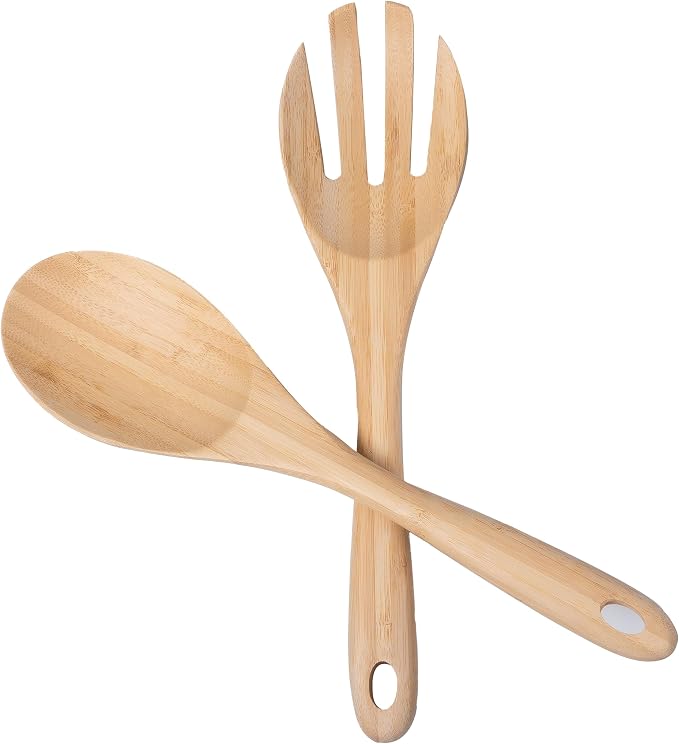13 Inch Large Premium Bamboo Salad Tongs by ZAROCRUS