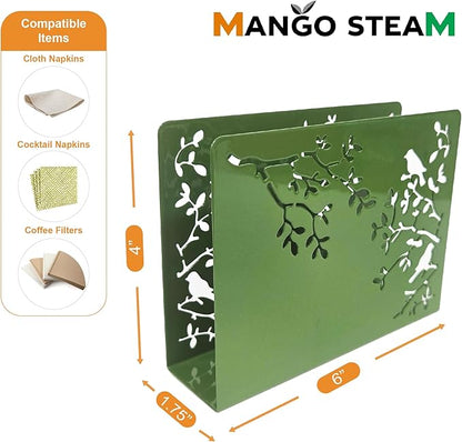Mango Steam Tabletop Napkin/Tissue & Letter Holder for Home, Kitchen, Restaurants (Songbird, Green)