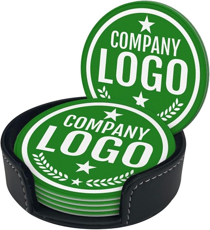Custom Leather Coasters with Logo - Image 2