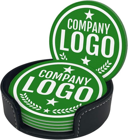Custom Leather Coasters with Logo - Image 2