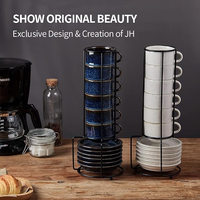 JIEMEI HOME Porcelain Stackable Espresso Cups - Image 7