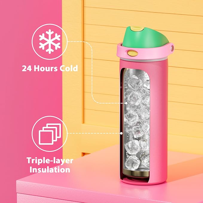 24 oz Insulated Water Bottle for Women: Meoky Stainless Steel Water Bottle - Image 4