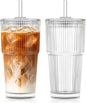 KEMORELA 20oz Ribbed Glass Tumblers by KEMORELA