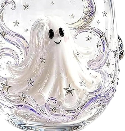 3D Halloween Embossed Handmade Glass Cup Pumpkin Ghost Black Cat | Handmade - Image 4