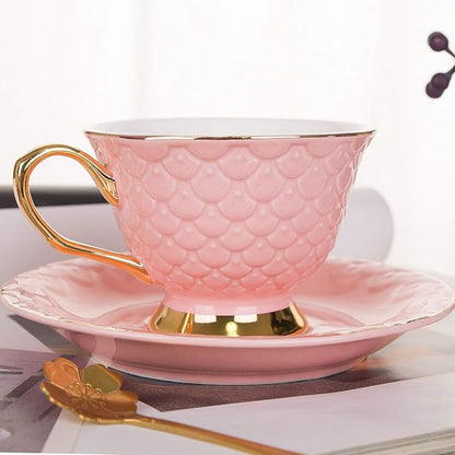 VanEnjoy Pink Vintage 8 Ounces Porcelain Coffee Cup, Tea Cup and Saucer Set and - Image 3