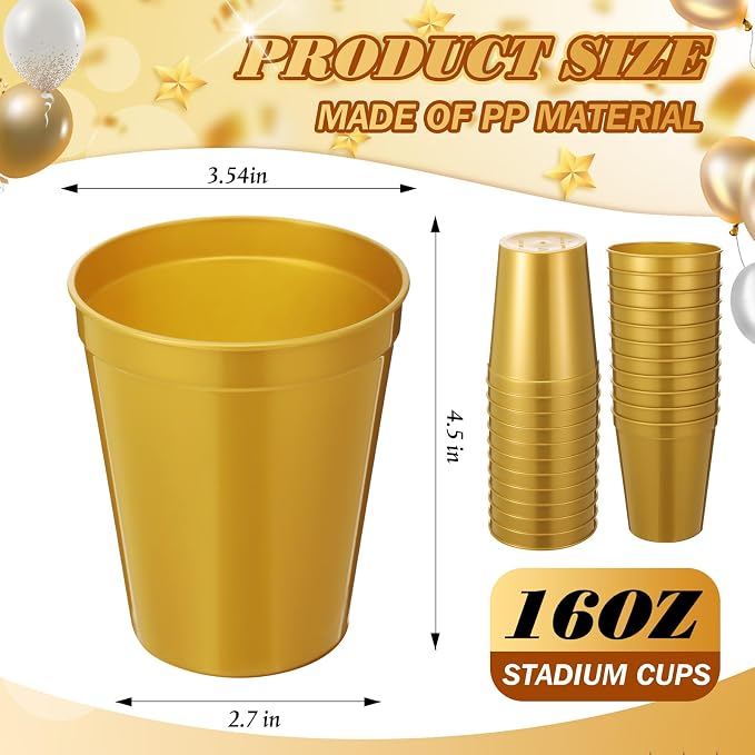 Yungyan 50 Pack 16 oz Stadium Cups Reusable Plastic Cups Blank Drink Stadium - Image 2
