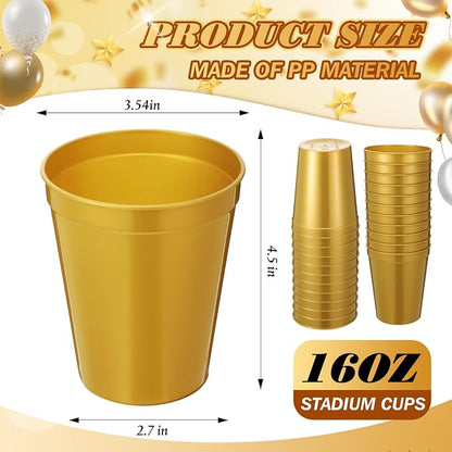 Yungyan 50 Pack 16 oz Stadium Cups Reusable Plastic Cups Blank Drink Stadium - Image 2