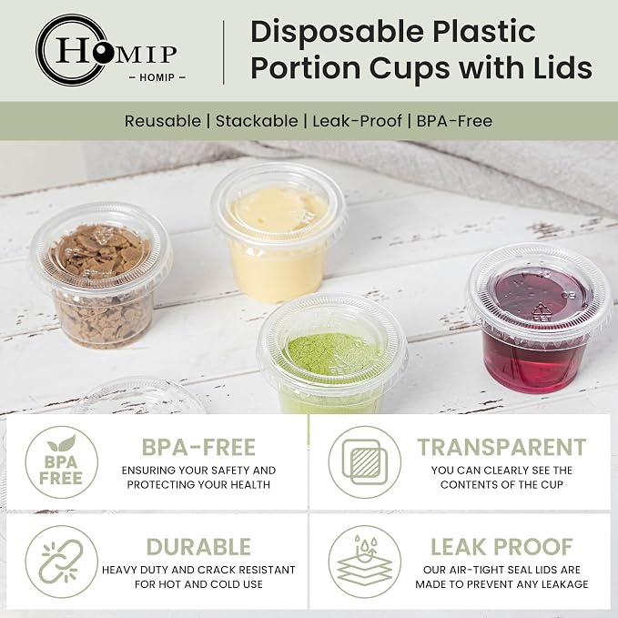 HOMIP 200PACK 1oz Plastic Portion Cups - Image 3