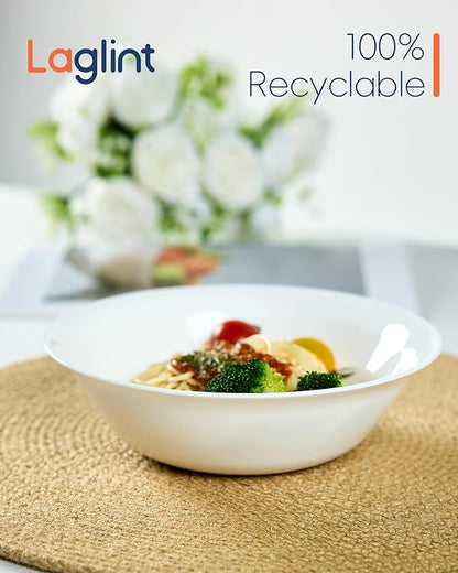 25OZ Cereal Soup Bowl Set of 4, Opal Glass 7.5 inch White Bowls for Ramen, Noodle, Salad, Fruit, Dishwasher and Microwave Safe