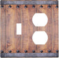 Light Switch Cover Plate Rustic Farmhouse Barn Door Vintage Wood 2 Gang Decorative Switch Plates 1 Toggle Duplex Combo Outlet Covers GFCI Wall Plates for Bathroom Cabin Decor