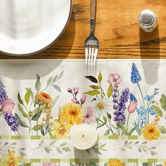 Artoid Mode Bloom Flowers Florals Lavender Summer Table Runner, Seasonal Spring - Image 7