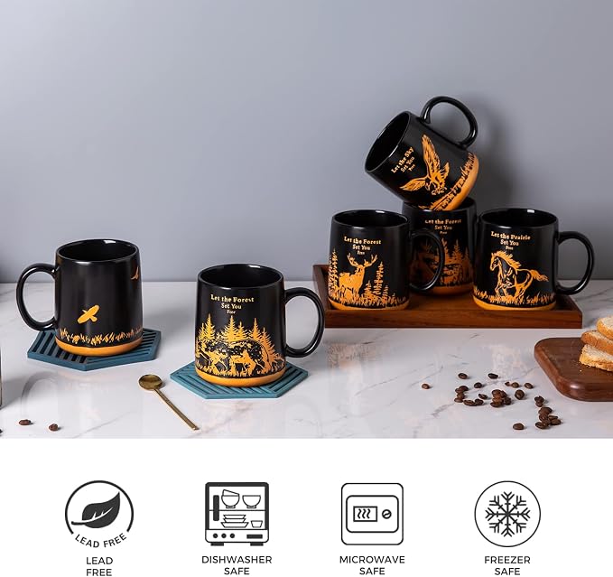 AmorArc 18oz Large Coffee Mugs Set of 6, Ceramic Coffee Mugs - Image 6