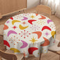 Mid Century Modern Round Tablecloth, Vintage Abstract Colorful Geometrics Modern Art Tablecloth for Home Party Dining Room Kitchen Decor 60Inch(152cm)