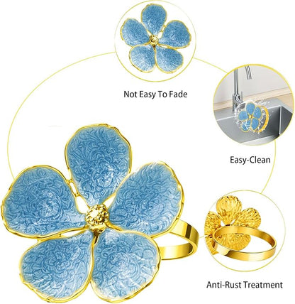 Flower Napkin Rings Set of 8, European Palace-Style Glaze, High-Temperature - Image 3