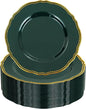 Hioasis 60pcs Green Plastic Plates - Green and Gold Disposable Dinnerware with Gold Rim, Heavy-duty, 7.5 inch, Dessert Plates for Party & St. Patrick's Day