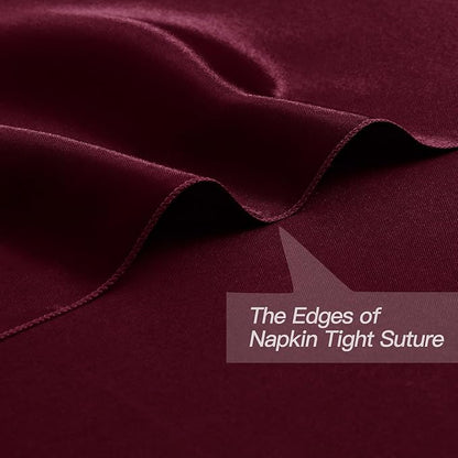P Pothuiny 24 Pcs Burgundy Satin Napkins 17 x 17 Inch, Satin Cloth Napkins | - Image 3