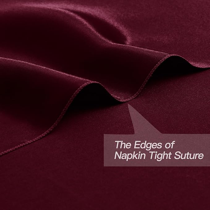 P Pothuiny 12 Pcs Burgundy Satin Napkins 17 x 17 Inch, Satin Cloth Napkins | - Image 3